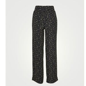 Ganni Printed Crepe Pants floral pattern black size xs